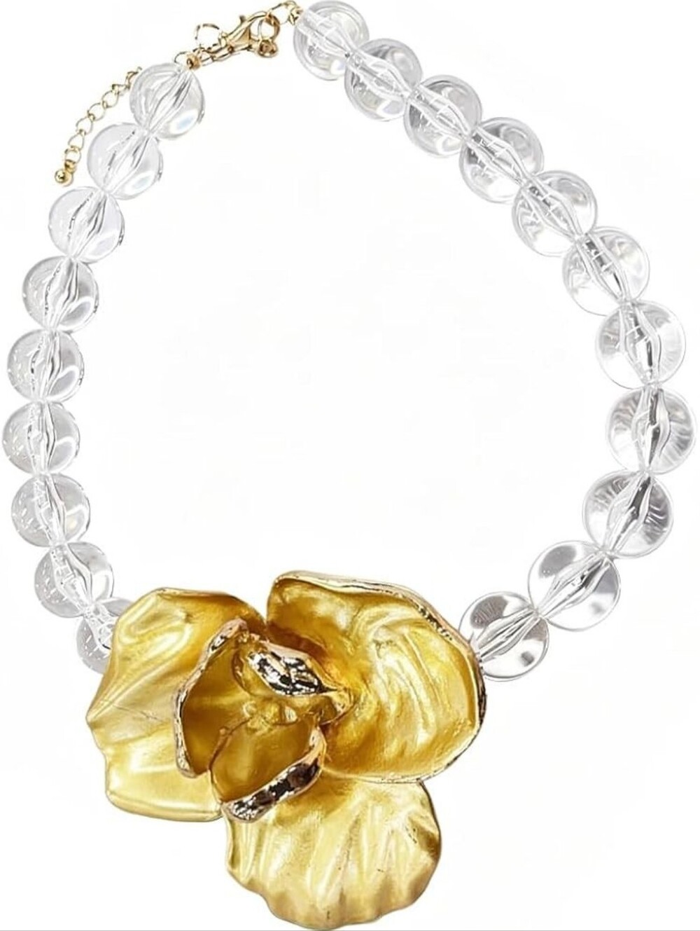Chunky Large Flower Bead Pendant Necklace Big Floral Adjustable